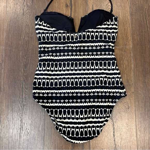 Nanette Lepore Black and White One Piece Swimsuit with Removable Strap SZ LG - Picture 3 of 7